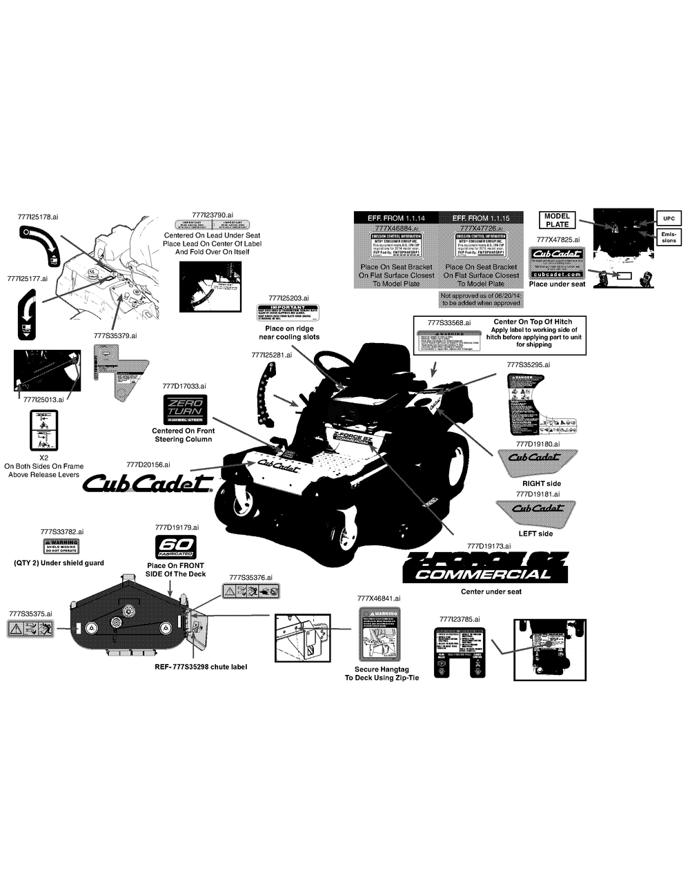 Label Map 53andfjd050 Diagram and Parts List for Z-FORCESZ60 (53FJD-53FJD050)(2015) Cub Cadet Lawn Tractor